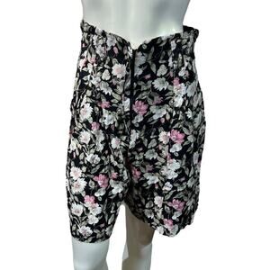 Y2K Rampage High Waisted Floral Shorts Black with Pink & White Flowers Size 7